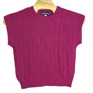 Personal II Magenta Knit Sleeveless Top Sweater Vest Cable Knit Plus Size 2X